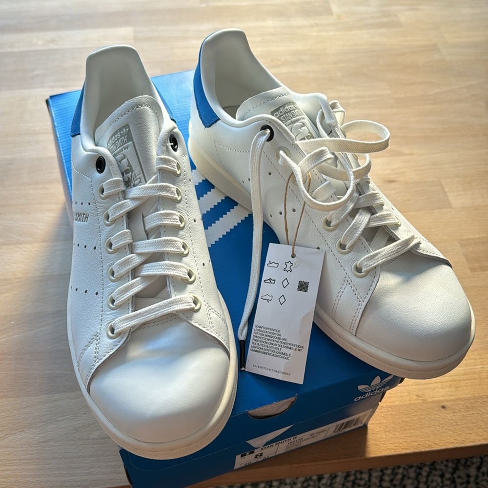 Adidas Stan Smith Women NEW IG3128 White Blue Bird